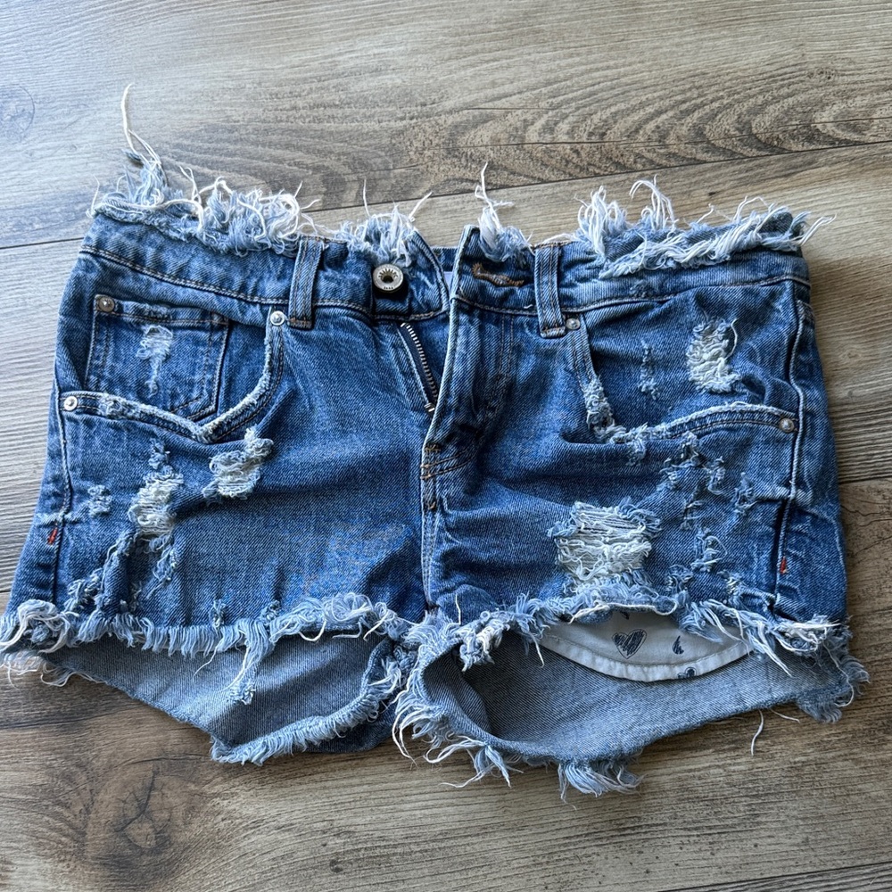 Zara Blue Distressed Jean Shorts